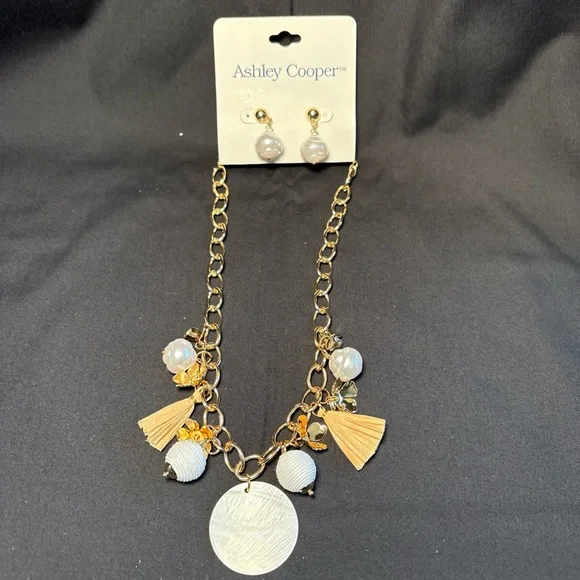 Ashley Cooper Gold Necklace with White Charms - Picture 3 of 3
